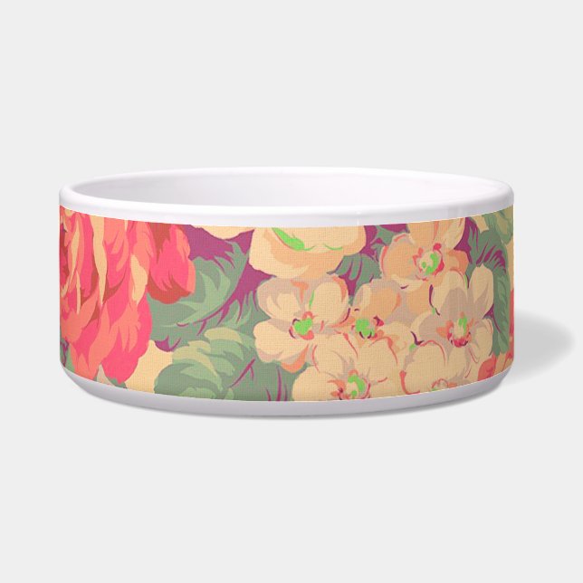 シャビーシックヴィンテージバラフローラペット ボウル (正面)