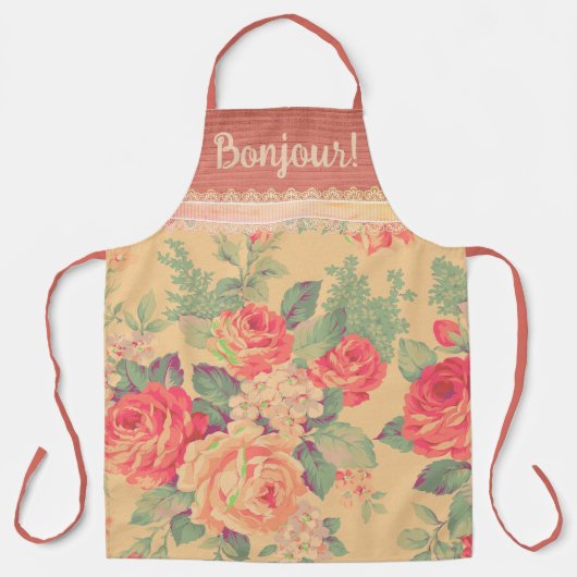 シャビーシックヴィンテージバラボンジュール エプロン (正面)