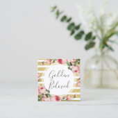 シャビーシックヴィンテージバラ金ゴールドストライプソーシャルメディア スクエア名刺 (スタンド正面)