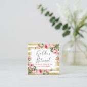 シャビーシックヴィンテージバラ金ゴールドストライプソーシャルメディア スクエア名刺 (スタンド正面)