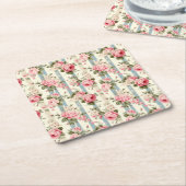 シャビーシックヴィンテージバラ スクエアペーパーコースター (アングル)