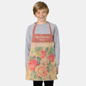 シャビーシックヴィンテージバラ パーソナライズされた エプロン (着用した状態)