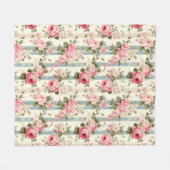 シャビーシックヴィンテージバラ フリースブランケット (正面(横))