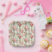 シャビーシックヴィンテージバラ ペーパープレート (パーティー)