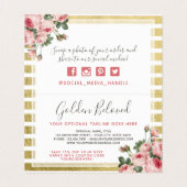 シャビーシックヴィンテージバラ&金ゴールドサンキューカード (内部フラット)