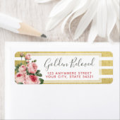 シャビーシックヴィンテージバラ&金ゴールド差出人住所 ラベル (インサイチュ)