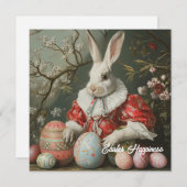 シャビーシックヴィンテージビクトリアンイースターウサギ シーズンカード (正面/裏面)