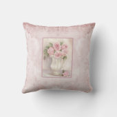 シャビーシックヴィンテージピンクローズイン花瓶 クッション (裏面)