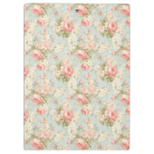 シャビーシックヴィンテージピンクローズフローラモノグラム クリップボード (裏面)