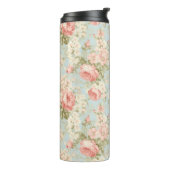 シャビーシックヴィンテージピンクローズフローラモノグラム タンブラー (回転左)