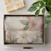 シャビーシックヴィンテージピンクローズブルーホワイトフローラ 薄葉紙 (ギフト)