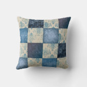 シャビーシックヴィンテージフェイクパッチワークブルー クッション (裏面)