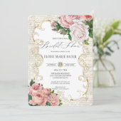 シャビーシックヴィンテージフランスのバラブライダルシャワー 招待状 (スタンド正面)