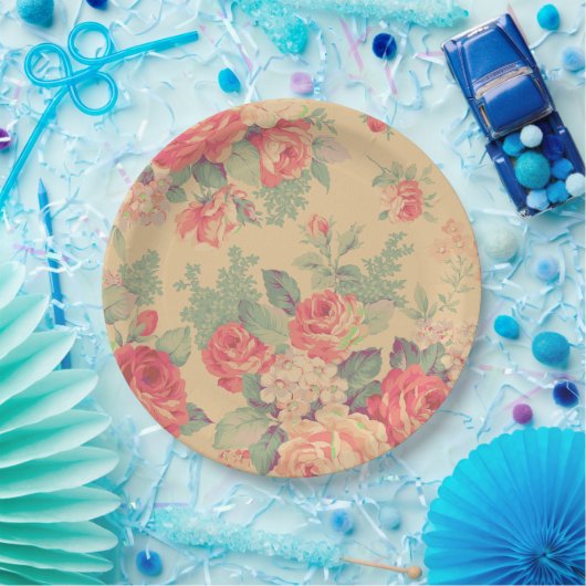 シャビーシックヴィンテージフローラカントリーフランスの ペーパープレート (パーティー)