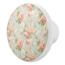 シャビーシックヴィンテージフローラビクトリアンピンクローズ セラミックノブ