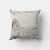 シャビーシックヴィンテージブルーレディーリボン クッション (裏面)