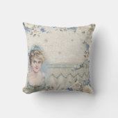 シャビーシックヴィンテージブルーレディーリボン クッション (正面)