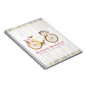 シャビーシックヴィンテージ自転車オン素朴ウッドカスタム ノートブック (右側)