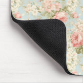 シャビーシックヴィンテージ赤面ピンクローズフローラ マウスパッド (コーナー)