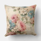 シャビーシックヴィンテージ赤面ブルーバラフローラ時計 クッション (裏面)