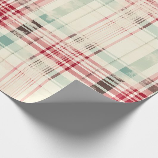 シャビーシック動揺してクリスマスタータンチェック ラッピングペーパー (角)