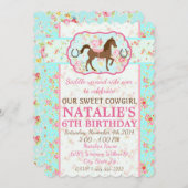 シャビーシック女性のカーボーイフローラポニー招待状 招待状 (正面/裏面)