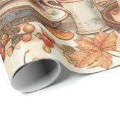 シャビーシック秋テラコッタジンガムバッファロープレイド ラッピングペーパー (ロールコーナー)