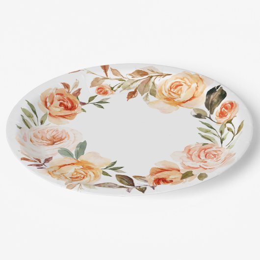 シャビーシック秋フローラ紙プレート ペーパープレート (アングル)