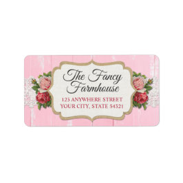 シャビーシック素朴ウッドピンクフローラバラアドレス ラベル
