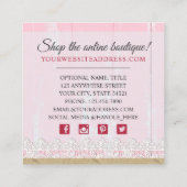 シャビーシック素朴ウッドピンクフローラヴィンテージバラ スクエア名刺 (裏面)