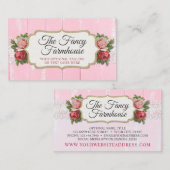 シャビーシック素朴ウッドピンクフローラヴィンテージバラ 名刺 (正面/裏面)