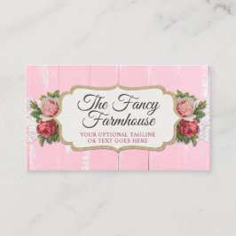 シャビーシック素朴ウッドピンクフローラヴィンテージバラ 名刺