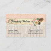 シャビーシック素朴ウッド、ヴィンテージレース&フェザー 名刺 (裏面)