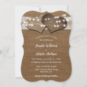 シャビーシック素朴カントリーバーラップレース結婚ズ 招待状 (正面)