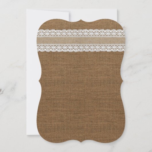 シャビーシック素朴カントリーバーラップレース結婚ズ 招待状 (裏面)