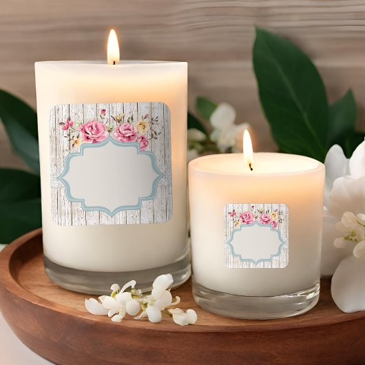 シャビーシック素朴フローラウッド&ヴィンテージレース スクエアシール