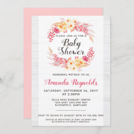 シャビーシック素朴フローラベビーシャワー招待状 招待状