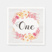 シャビーシック素朴フローラワンファースト誕生日パーティー スタンダードカクテルナプキン (正面)