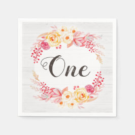 シャビーシック素朴フローラワンファースト誕生日パーティー スタンダードカクテルナプキン