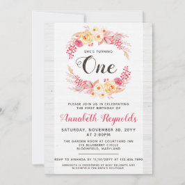 シャビーシック素朴ワンファースト誕生日招待状 招待状