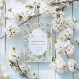 シャビーシック花模様ブライダルシャワー 招待状