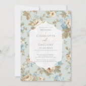 シャビーシック花模様結婚ズ 招待状 (正面)