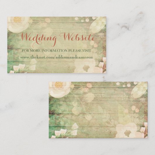 シャビーシック花模様 |の結婚Webサイト エンクロージャーカード (正面/裏面)