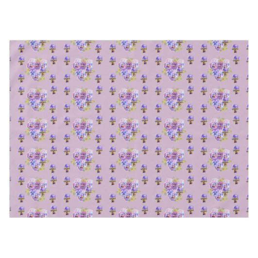シャビーシック薄紫チンツパンジーフローラテーブルクロス テーブルクロス (正面(横))
