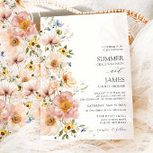 シャビーシック赤面ピンクワイルドフラワーフローラ結婚ズ 招待状
