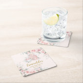 シャビーシック赤面フローラハイティーパーティー誕生日 スクエアペーパーコースター (インサイチュ)