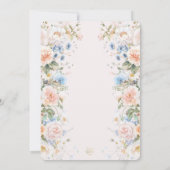 シャビーシック赤面ブルーホワイトフローラフラワー結婚ズ 招待状 (裏面)