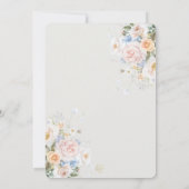 シャビーシック赤面ブルーホワイトフローラフラワー結婚ズ 招待状 (裏面)