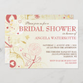 シャビーシック金ゴールド&ピンクブライダルシャワー招待 招待状 (正面/裏面)