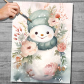 シャビーシック雪だるま1デクページ紙 薄葉紙
